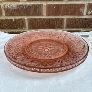 Vintage Indiana Glass Tiara Pink Sandwich Pattern Dinner Plates 10 1/4" Set of 2